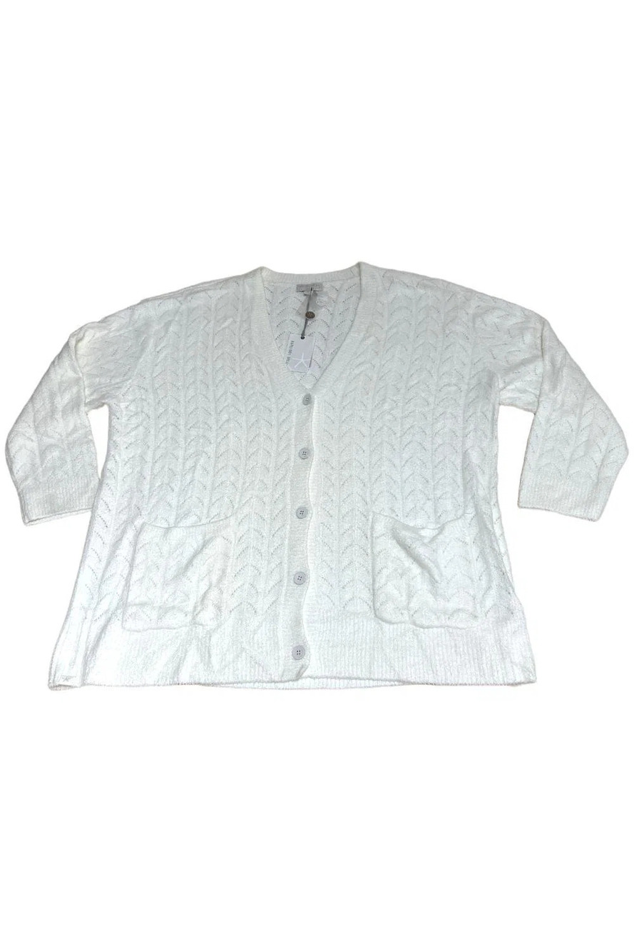 Barefoot Dreams Women`s CozyChic Lite Lace Pointelle Cardigan Pearl - Regular